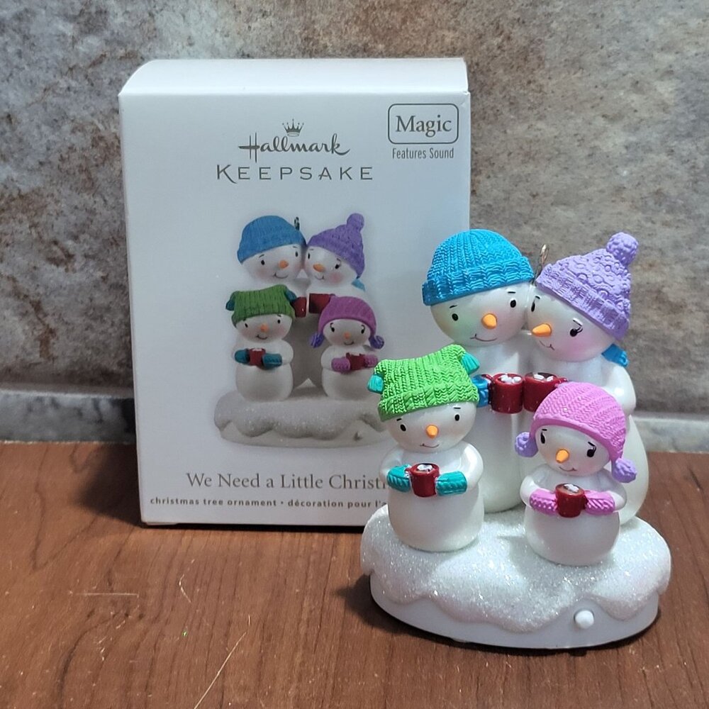 Hallmark Christmas Musical Ornament We Need A Little Christmas Snowmen 2011